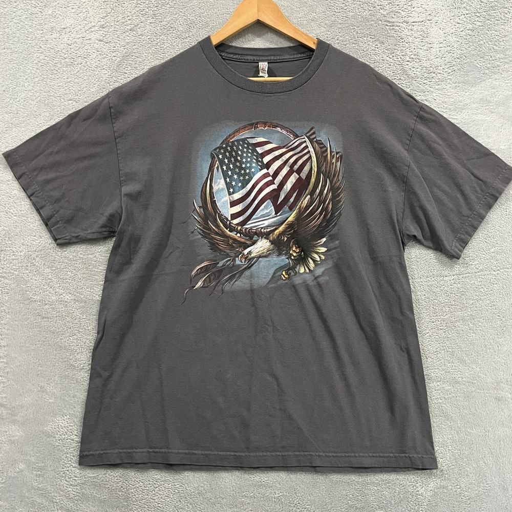 Vintage Alstyle Eagle US Flag Patriotic Graphic Shirt Mens XL Black Pullover Tee